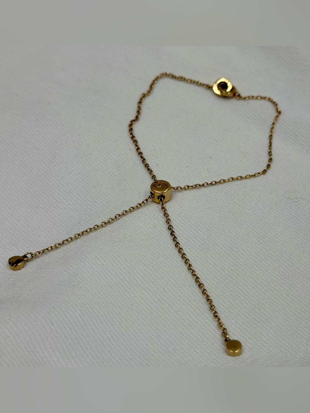 COACH Classic Y2K Gold Tone Interlocking Double Circle Bolo Slider Bracelet - Picture 6 of 13